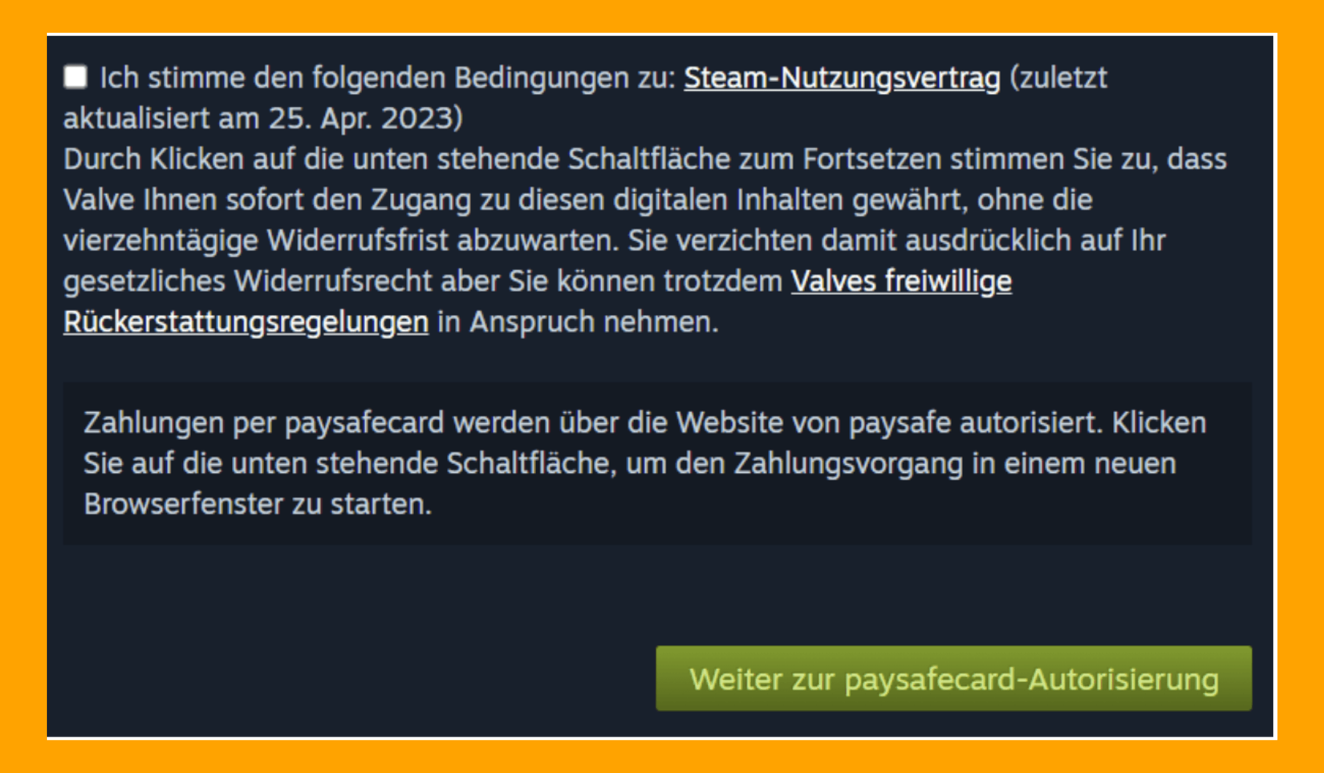 Weiter zur paysafecard autorisierung