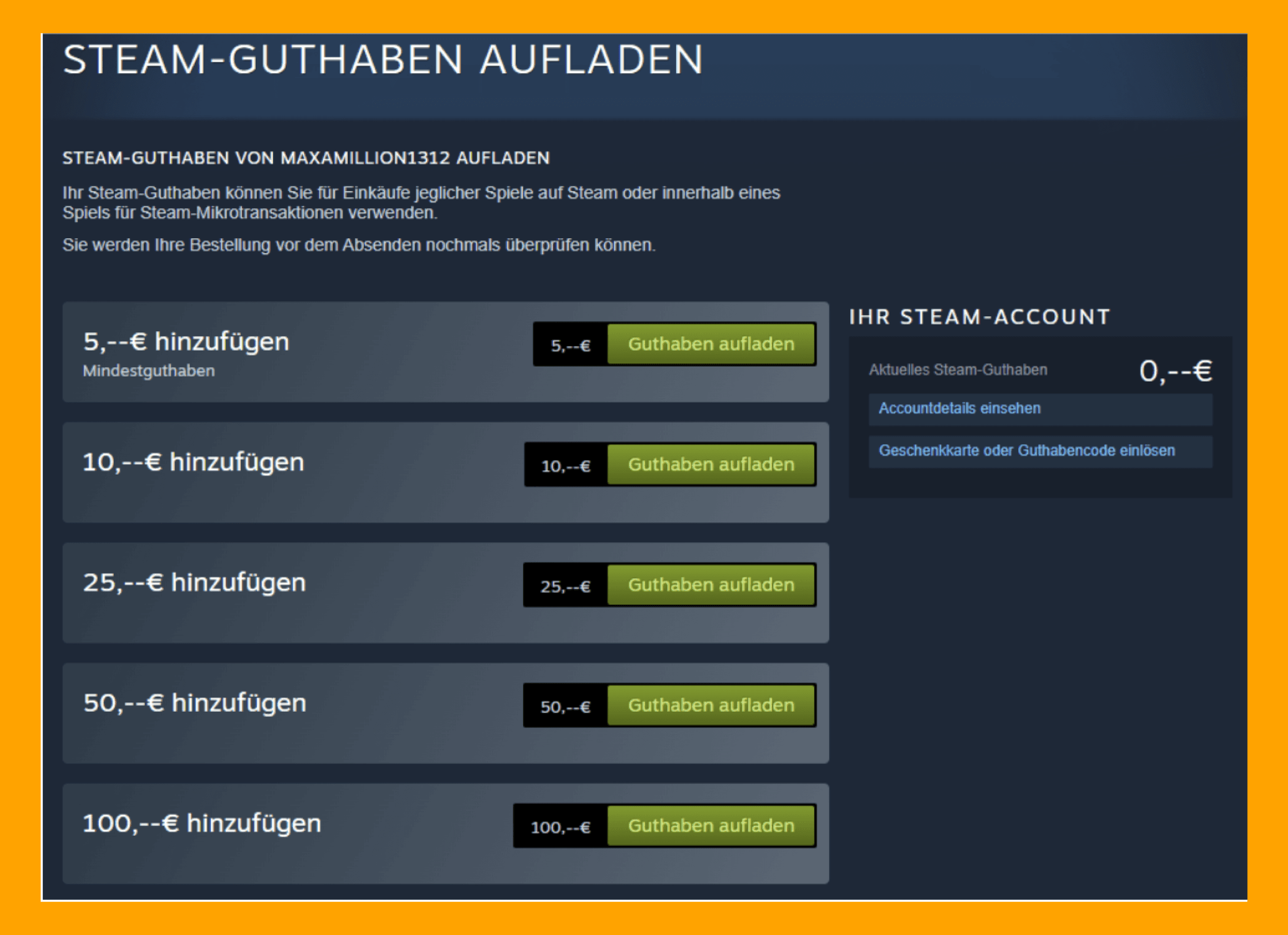 Steam guthaben aufladen