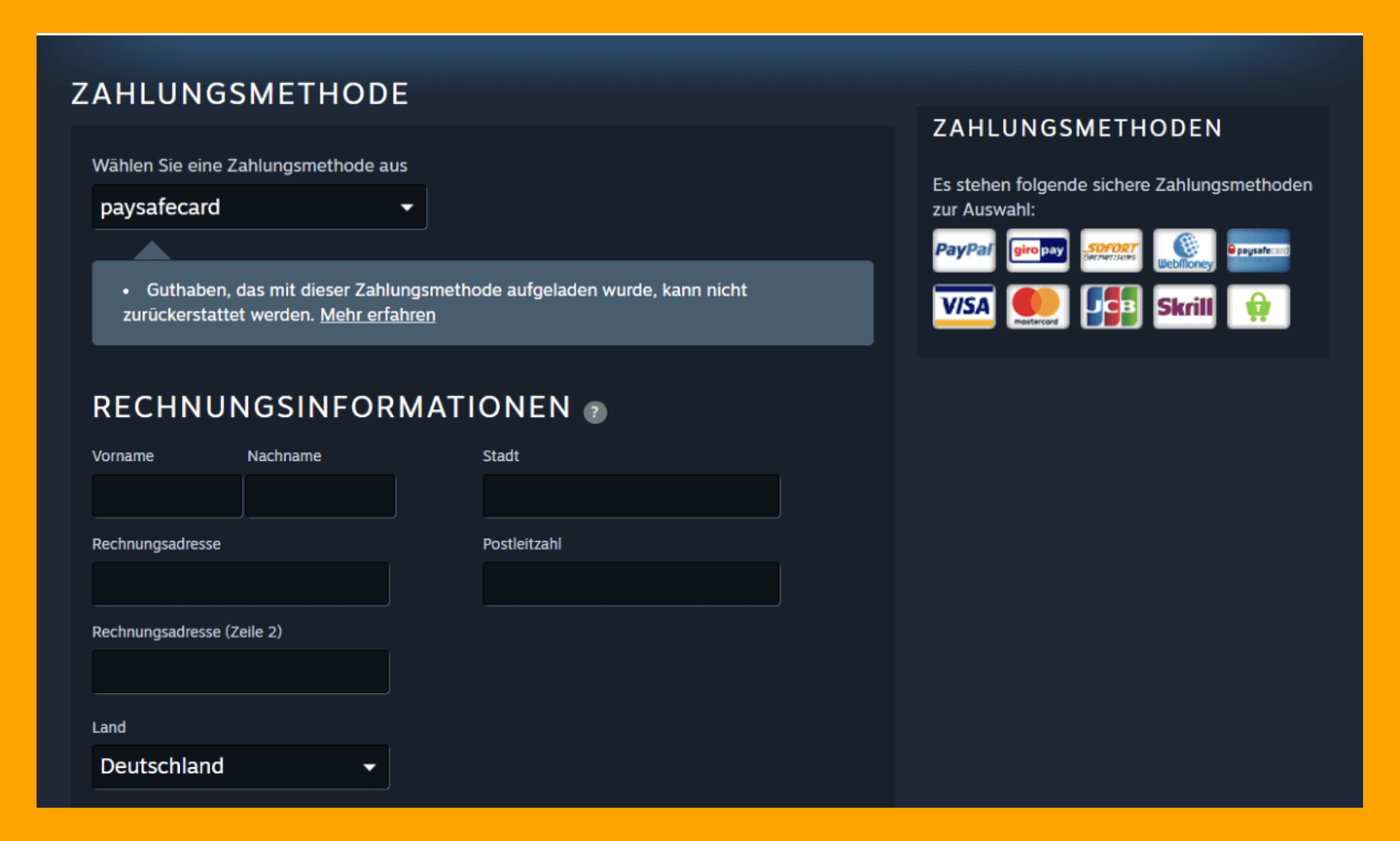 Zahlungsmethode paysafecard